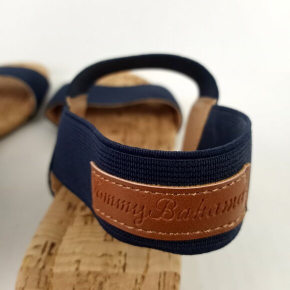 Tommy Bahama DALLIS Navy Blue Cork Wedge Slip On Sandals - Picture 5 of 9